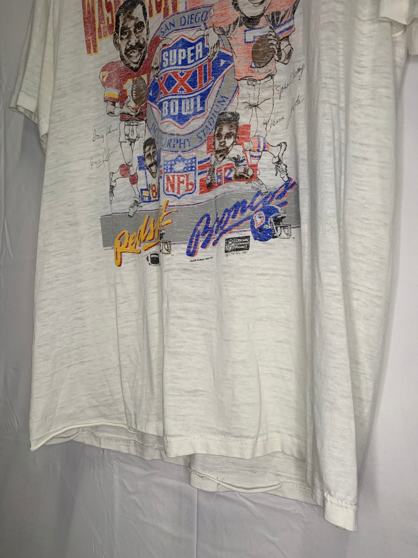 Super Rare 1987 NFL Licensed Super Bowl XXII A.O.P Denver vs Washington Champs Shirt (Sz S/M)