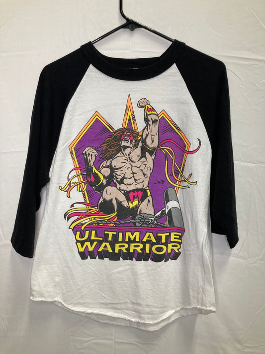 WWE 2013 Legends Ultimate Warrior Cut Off Long Sleeve Baseball Jersey/ Shirt (Sz Mens Medium)