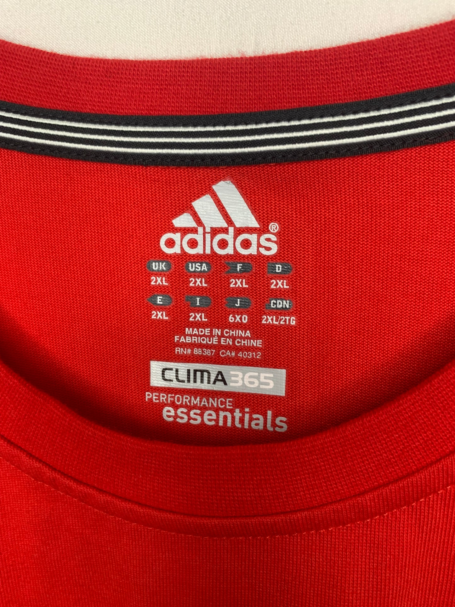 NWT - Adidas Clima365 Performance Essentials - 3 stripe Red Sports Top (Sz XXL)