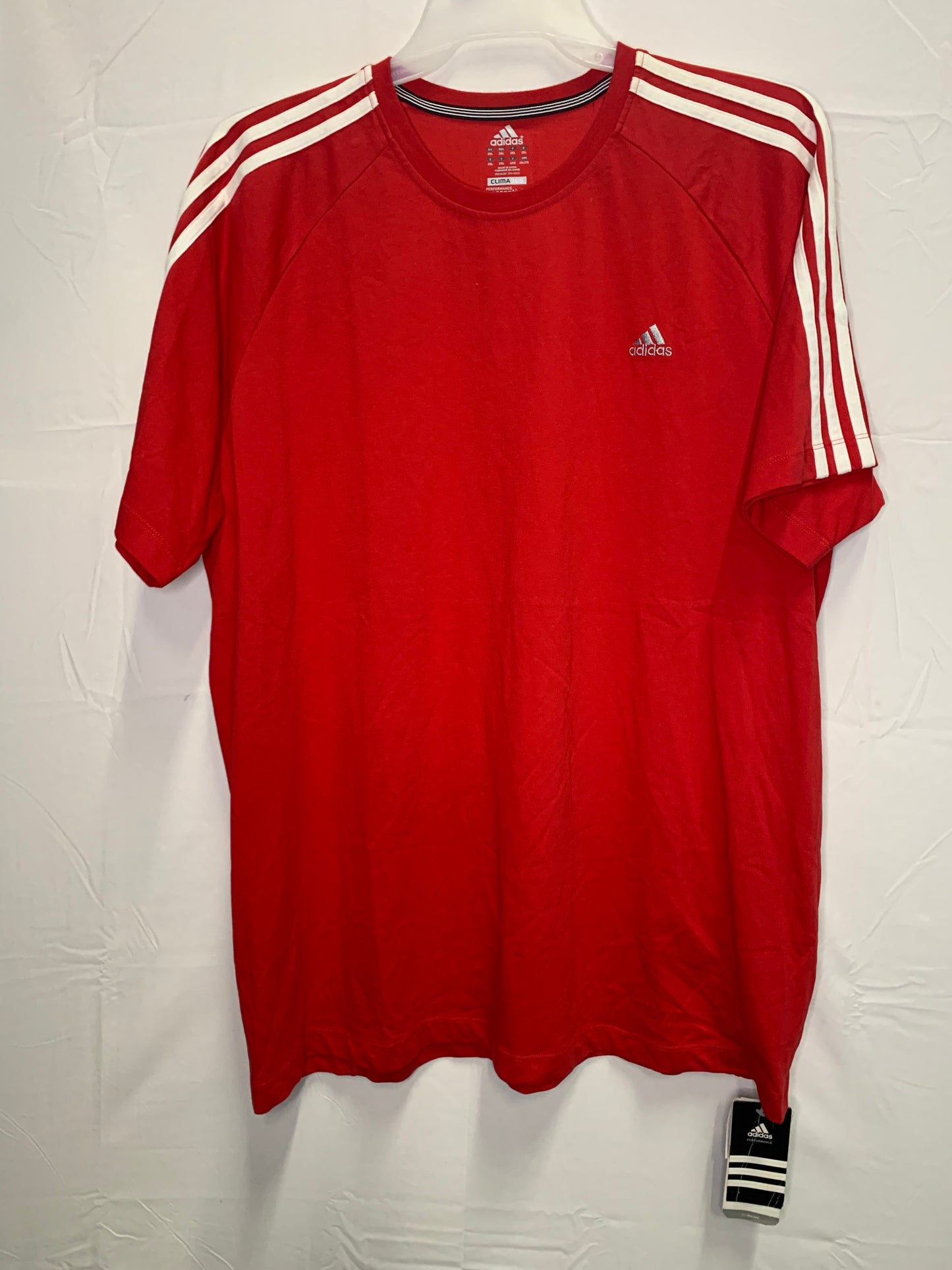 NWT - Adidas Clima365 Performance Essentials - 3 stripe Red Sports Top (Sz XXL)