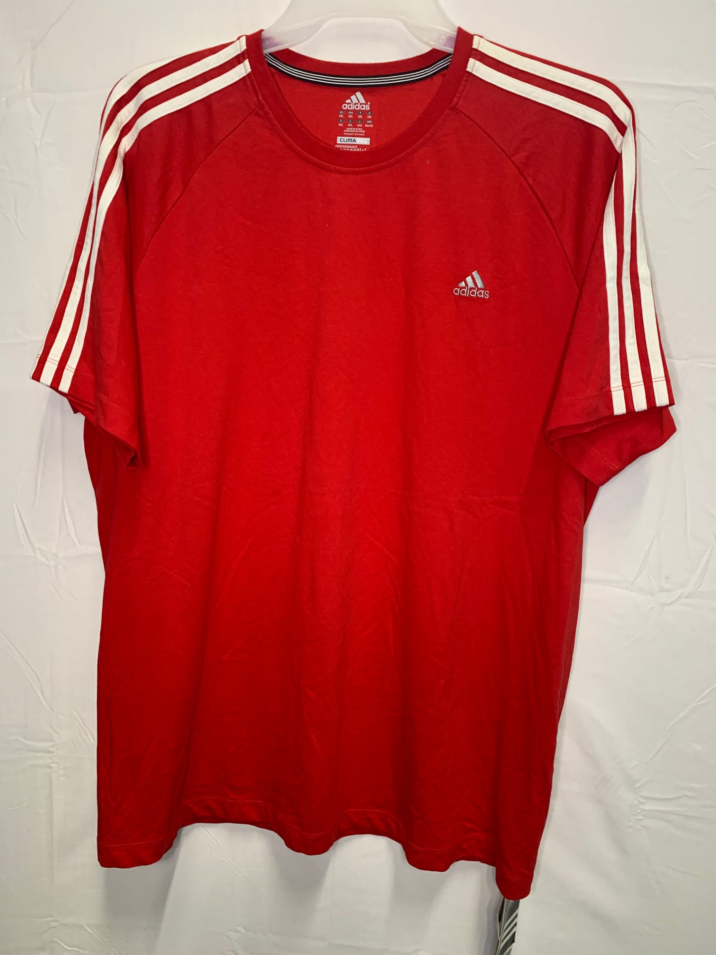 NWT - Adidas Clima365 Performance Essentials - 3 stripe Red Sports Top (Sz XXL)