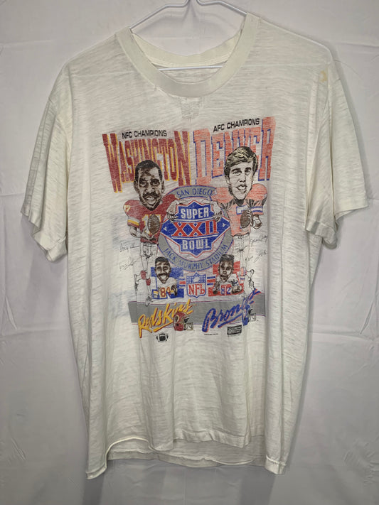 Super Rare 1987 NFL Licensed Super Bowl XXII A.O.P Denver vs Washington Champs Shirt (Sz S/M)