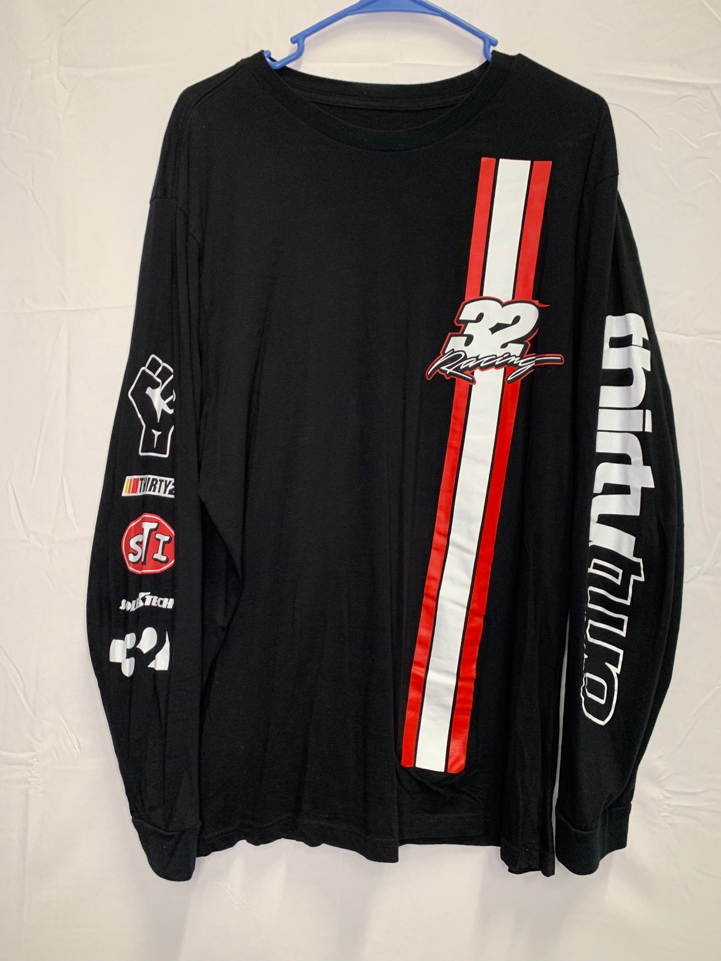 Zeb Powell Signature 32/ ThirtyTwo Fast As Hell - NASCAR Decal Design Long Sleeve Shirt (Sz XL)