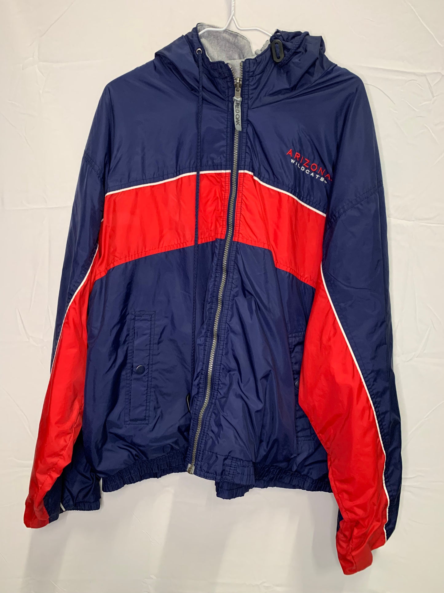 RARE Vintage Red Oak Reversible Arizona Wildcats 1/2 Cotton 1/2 Windbreaker Jacket (Sz Large)