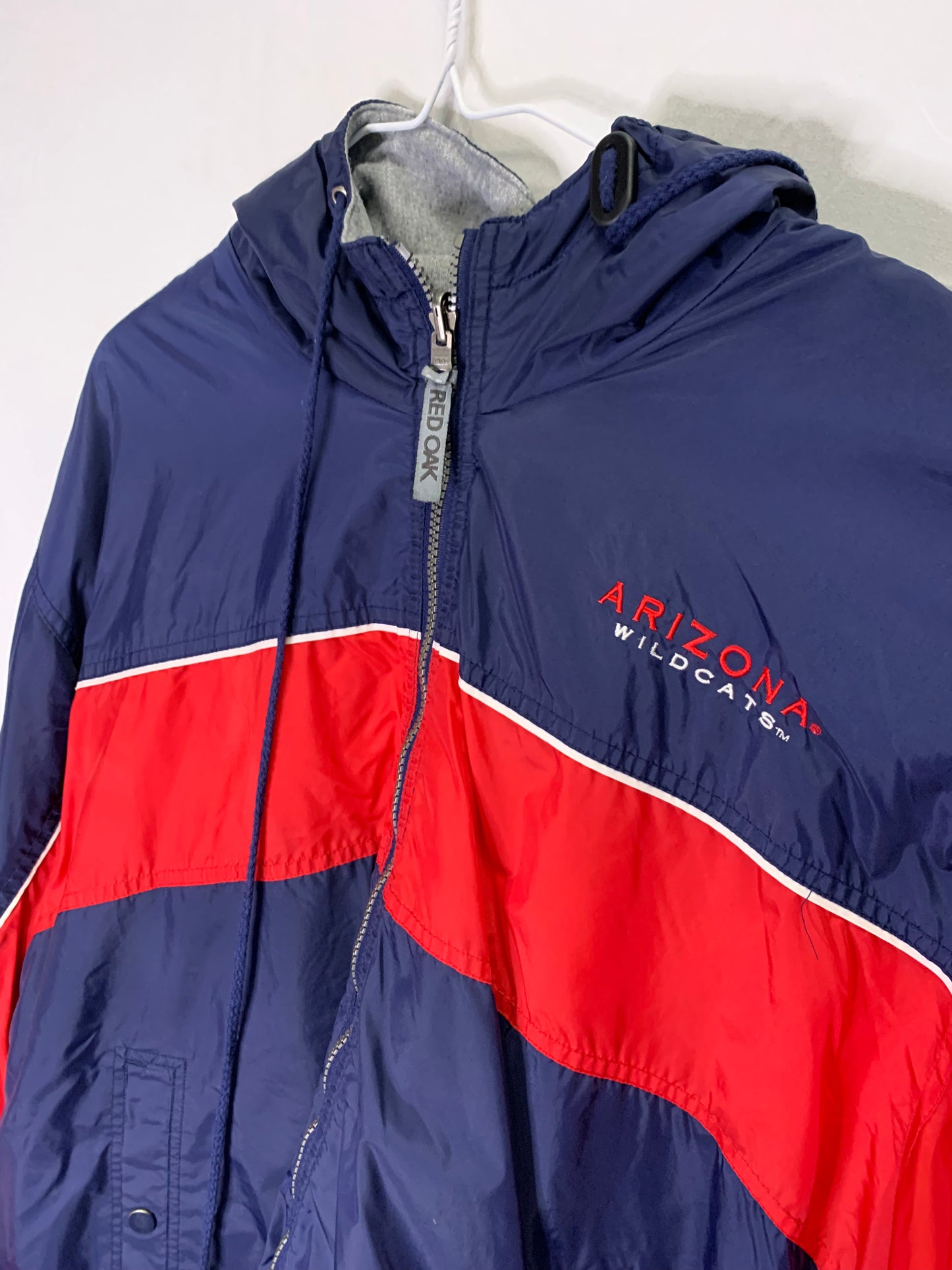 RARE Vintage Red Oak Reversible Arizona Wildcats 1/2 Cotton 1/2 Windbreaker Jacket (Sz Large)