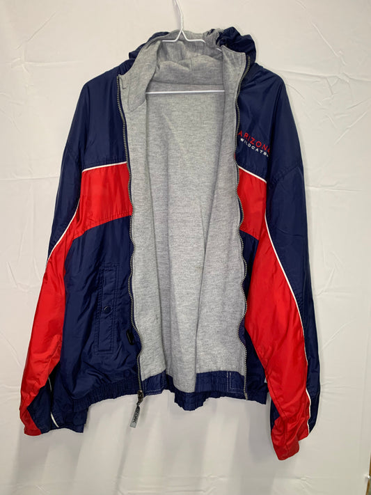 RARE Vintage Red Oak Reversible Arizona Wildcats 1/2 Cotton 1/2 Windbreaker Jacket (Sz Large)