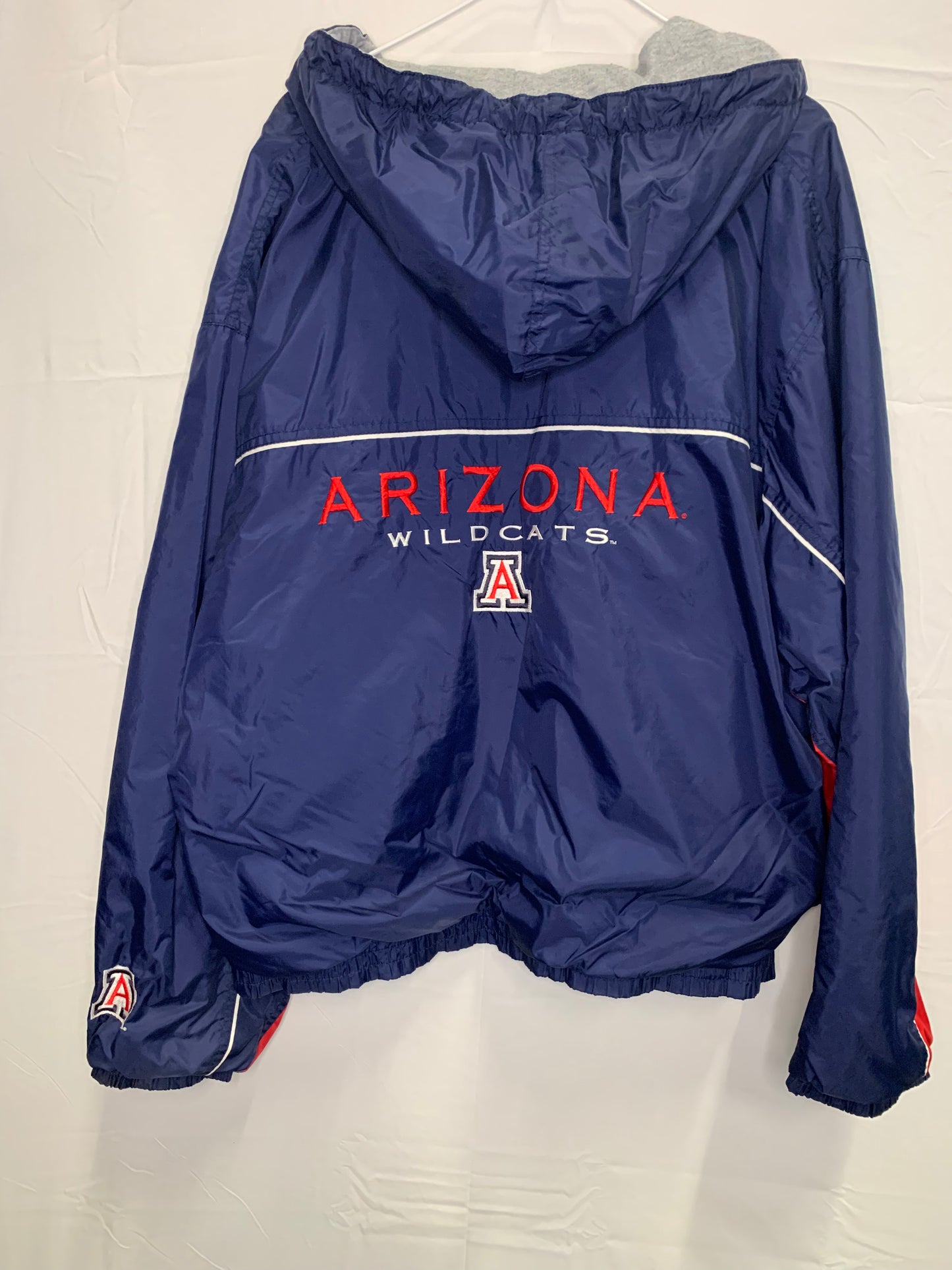 RARE Vintage Red Oak Reversible Arizona Wildcats 1/2 Cotton 1/2 Windbreaker Jacket (Sz Large)