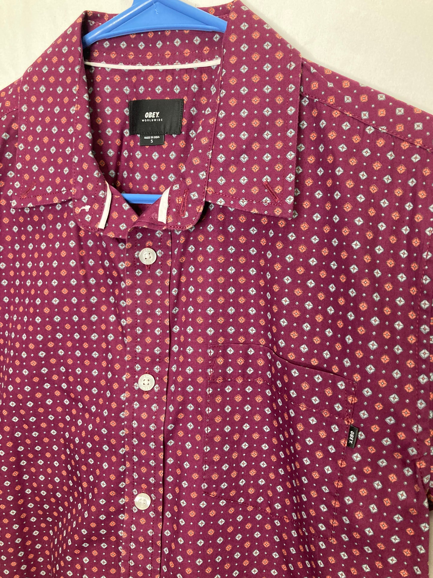 Obey Worldwide Mens Button Down Long Sleeve Dress Shirt (Sz Small)