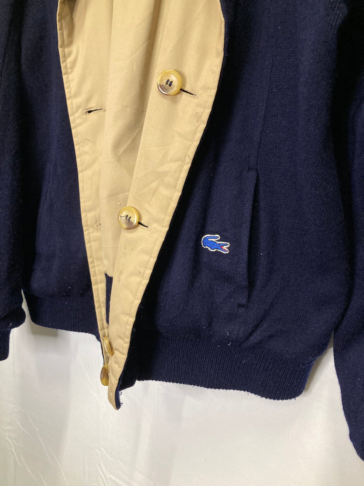 Awesome Vintage Heavy Lacoste Button Down Reversible Jacket (Sz Lrg/XL)