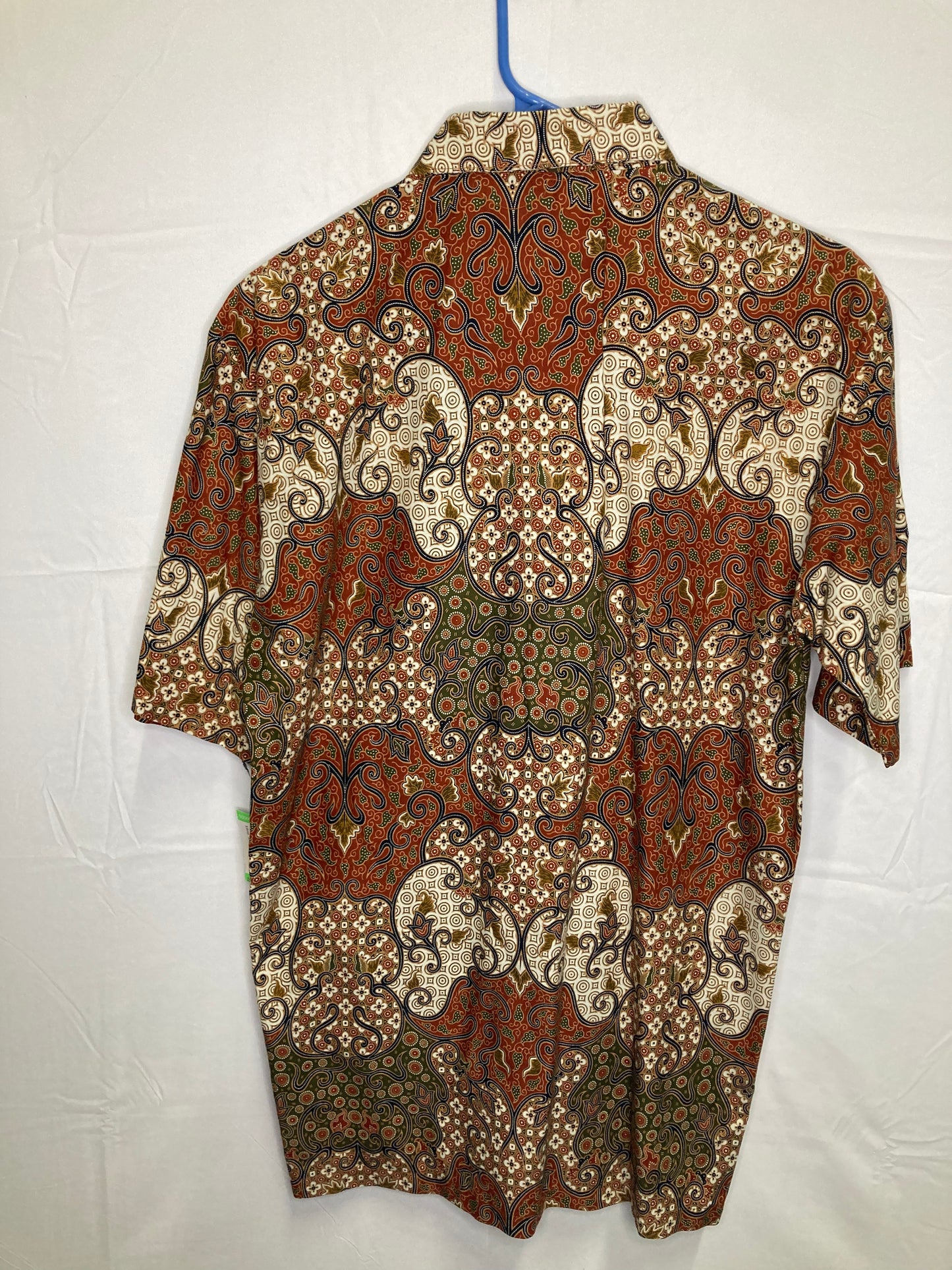 Bangsawan Mens Beautiful Art Print Button Down Short Sleeve Shirt (Sz Large)