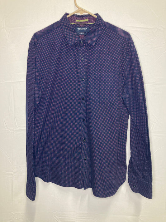 Denim And Flower Button Down Drew Shirt (Slim Fit Sz Large)