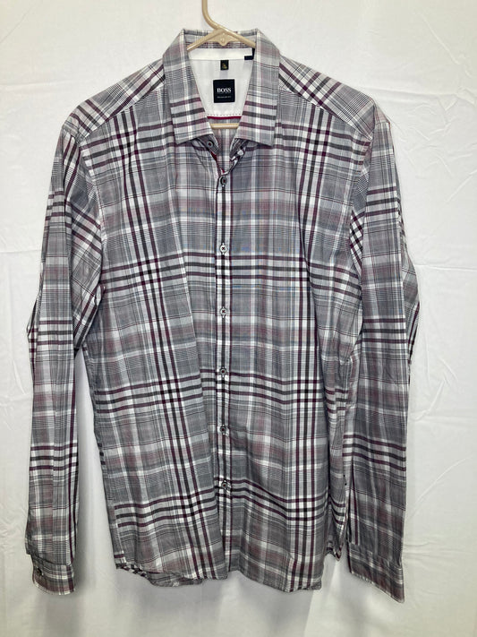 Rare - Hugo Boss Custom Print Regular Fit Designer Button Down Dress Shirt (Sz Large)