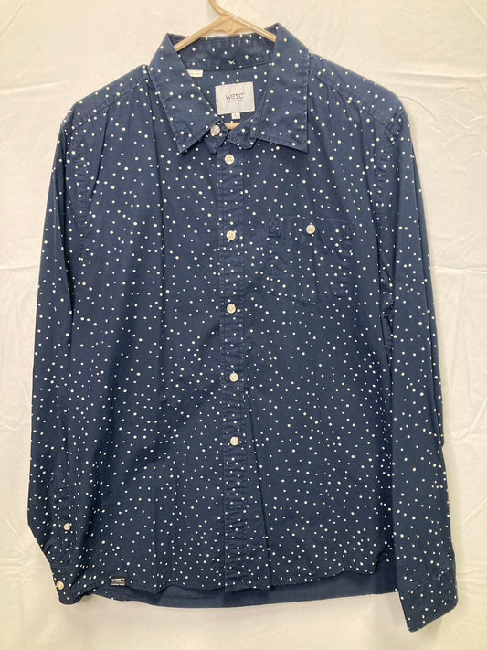 WESC Stockholm Sweden Polka Dot Button Down Dress Shirt (Sz Large)