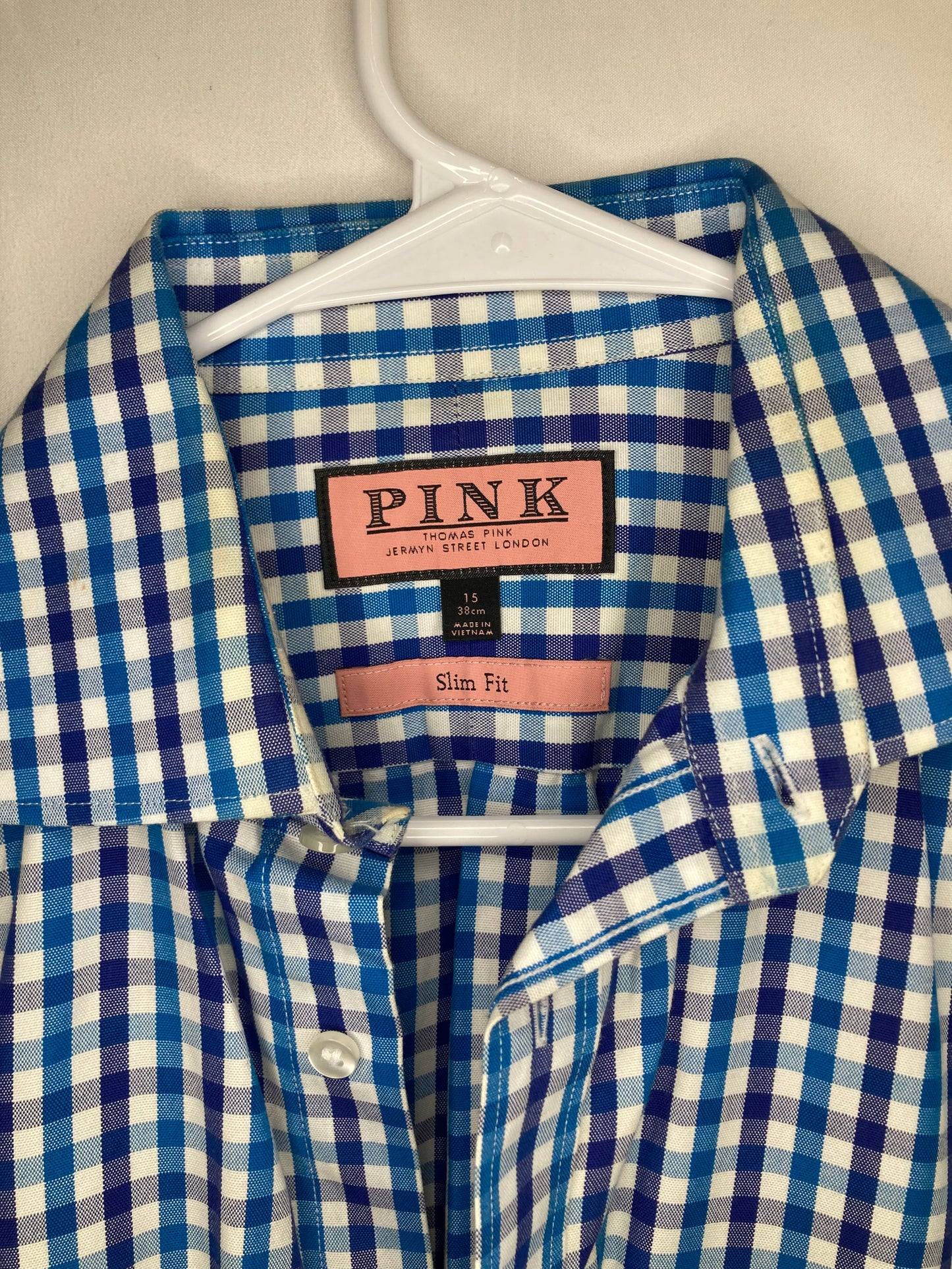 Thomas Pink London England Slim Fit Button Down Dress Shirt (Sz 15/M)