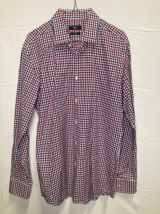 Hugo Boss Slim Fit Easy Iron Designer Button Down Dress Shirt (Sz 16.5/ 42)