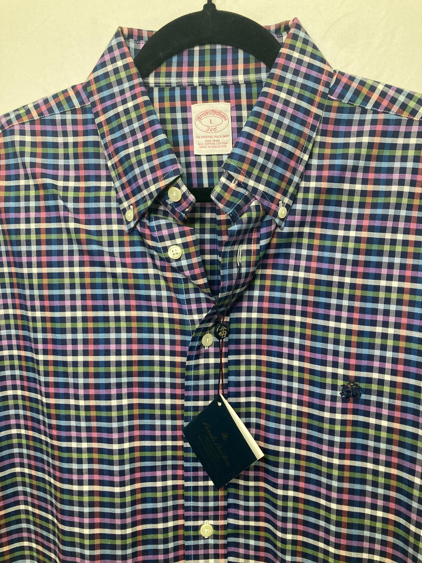 NWT - Brooks Brothers 346 Non-Iron Supima Cotton Button Down Dress Shirt. (Sz Large)