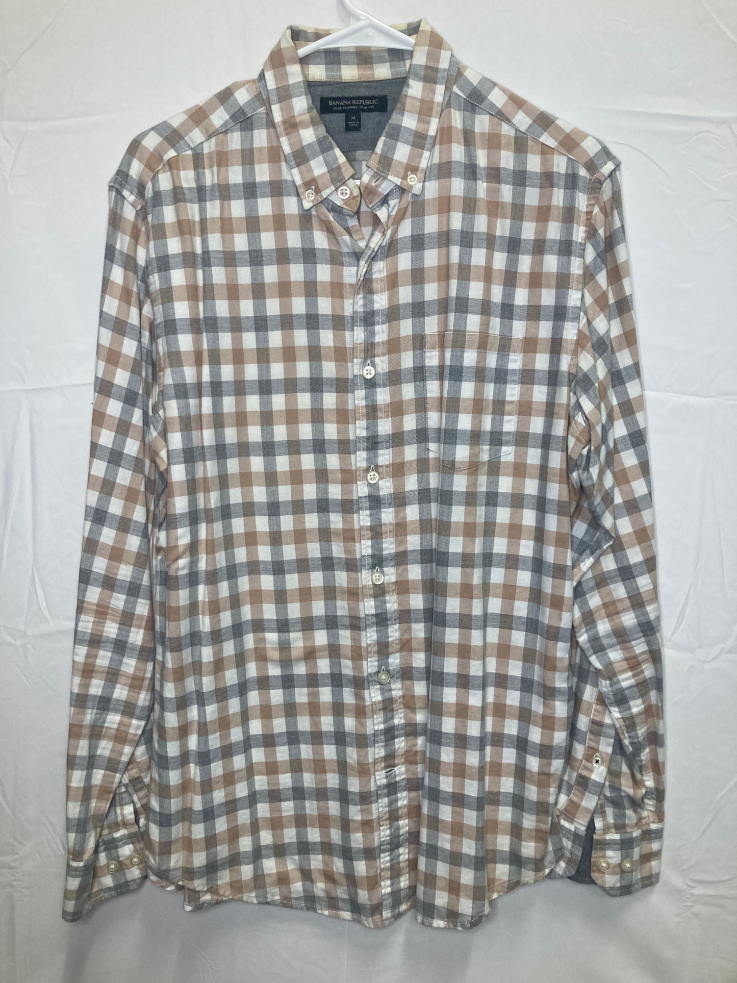 Banana Republic Luxe Flannel Slim Fit Men’s Button Down Dress Shirt (Sz Medium)