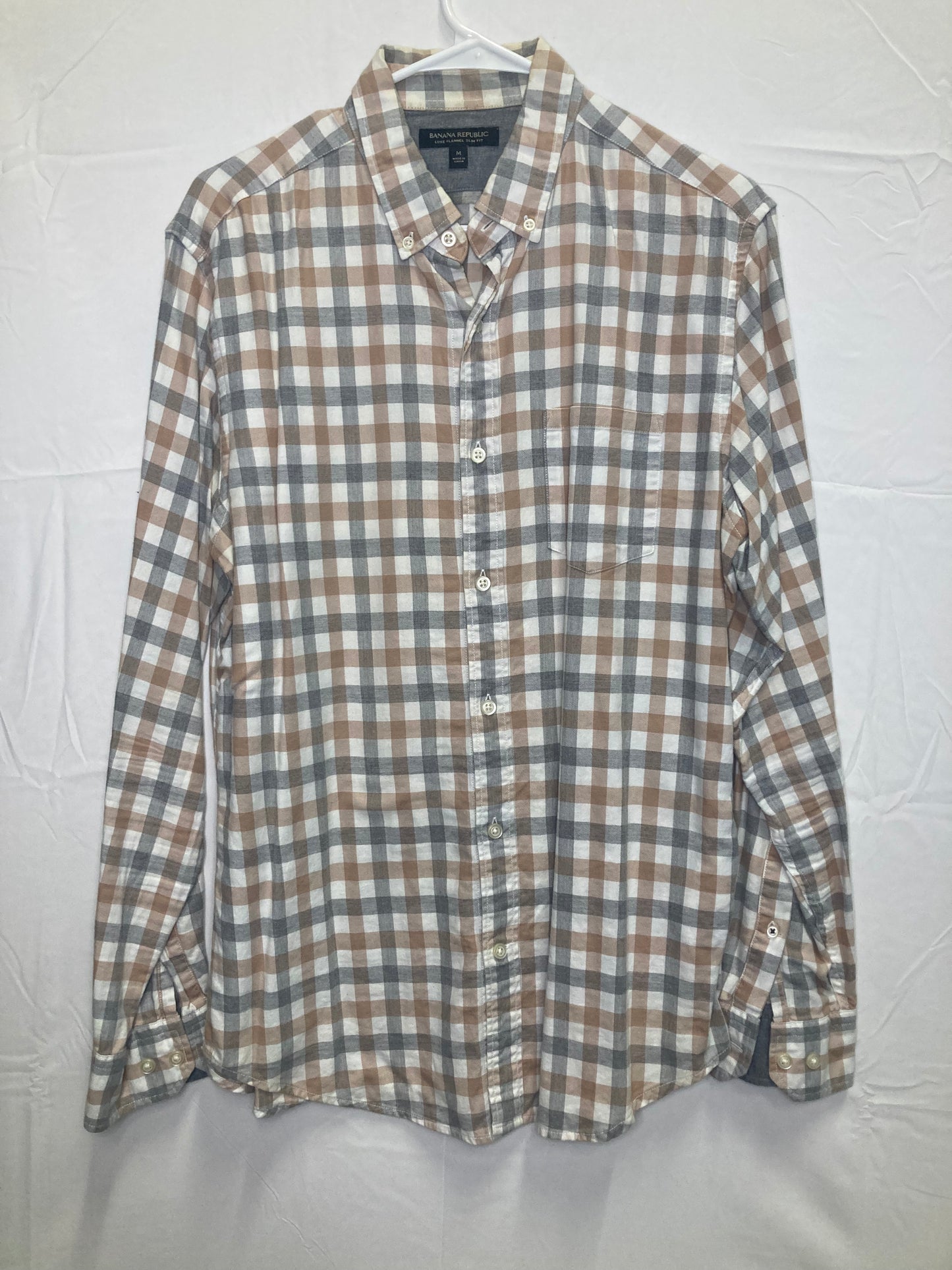 Banana Republic Luxe Flannel Slim Fit Men’s Button Down Dress Shirt (Sz Medium)