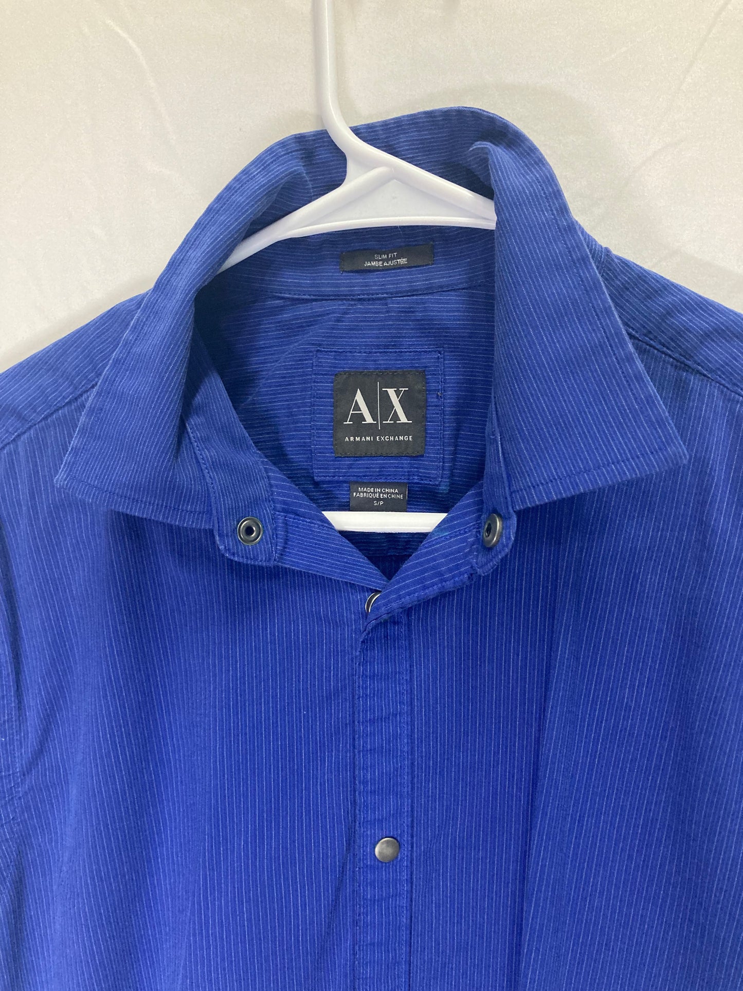 Armani Exchange Slim Fit All Blue (faintly stripped) Designer Button Down (Sz Small)