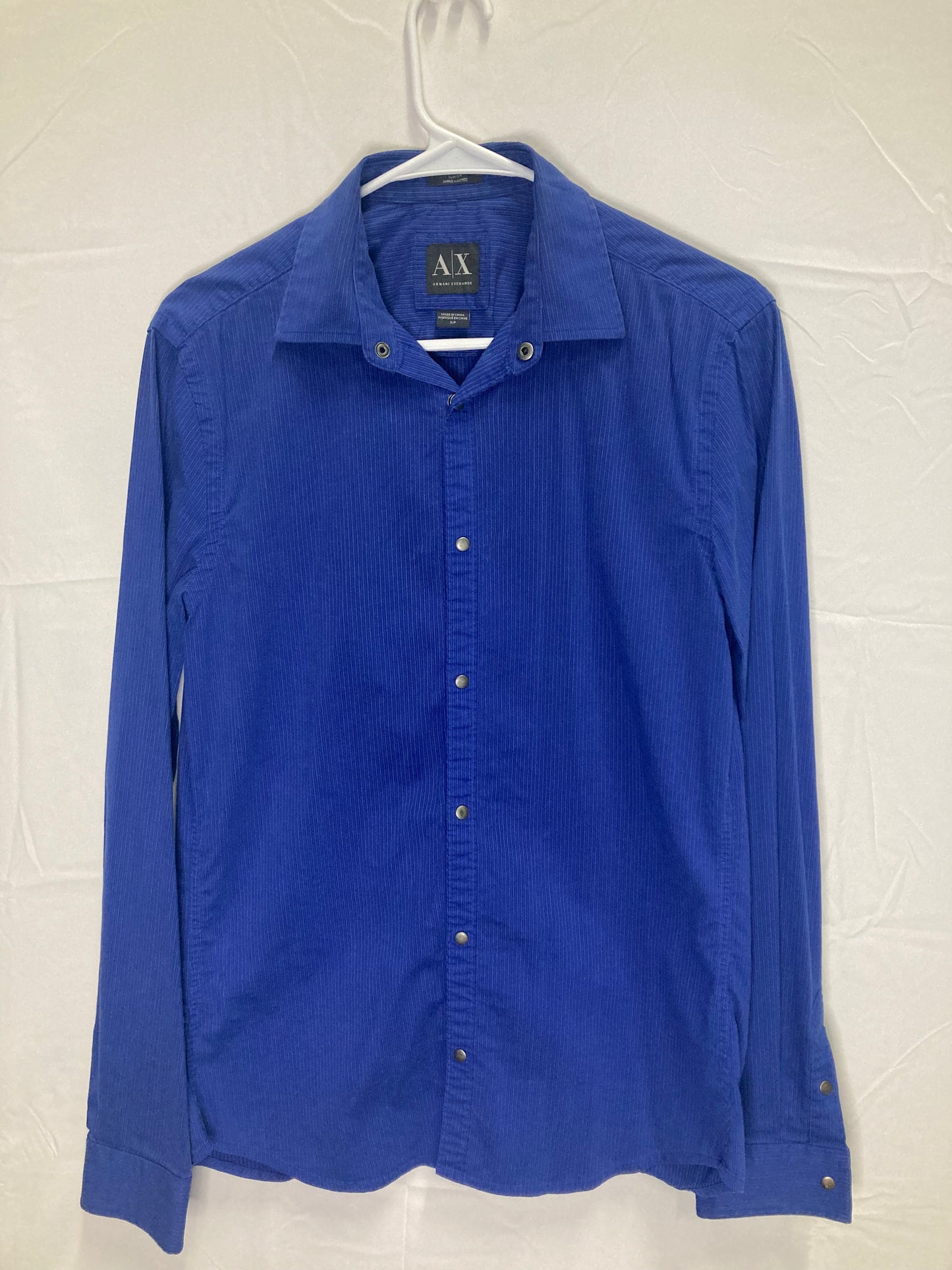 Armani Exchange Slim Fit All Blue (faintly stripped) Designer Button Down (Sz Small)