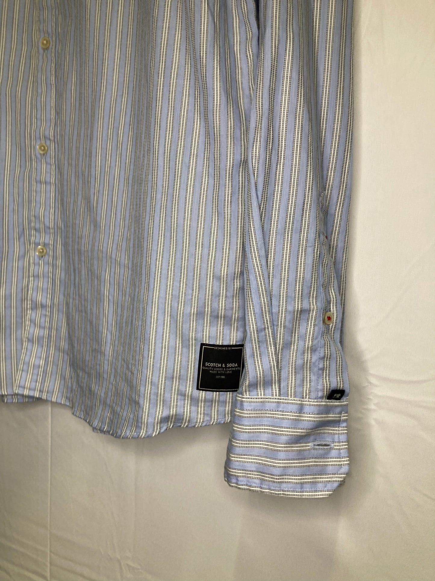 Scotch & Soda Designer Relaxed Fit Collarless Button Down Long Sleeve Dress Shirt (Sz Large)