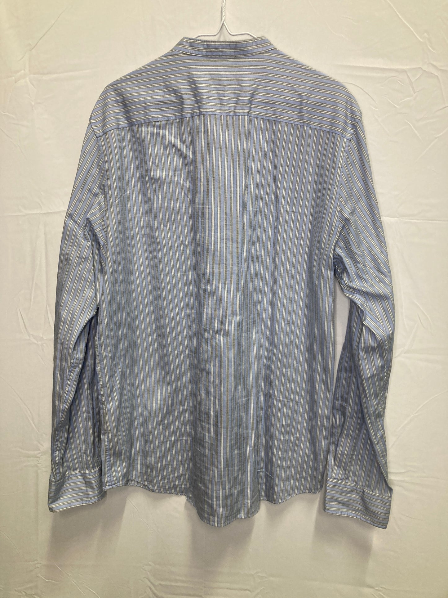 Scotch & Soda Designer Relaxed Fit Collarless Button Down Long Sleeve Dress Shirt (Sz Large)