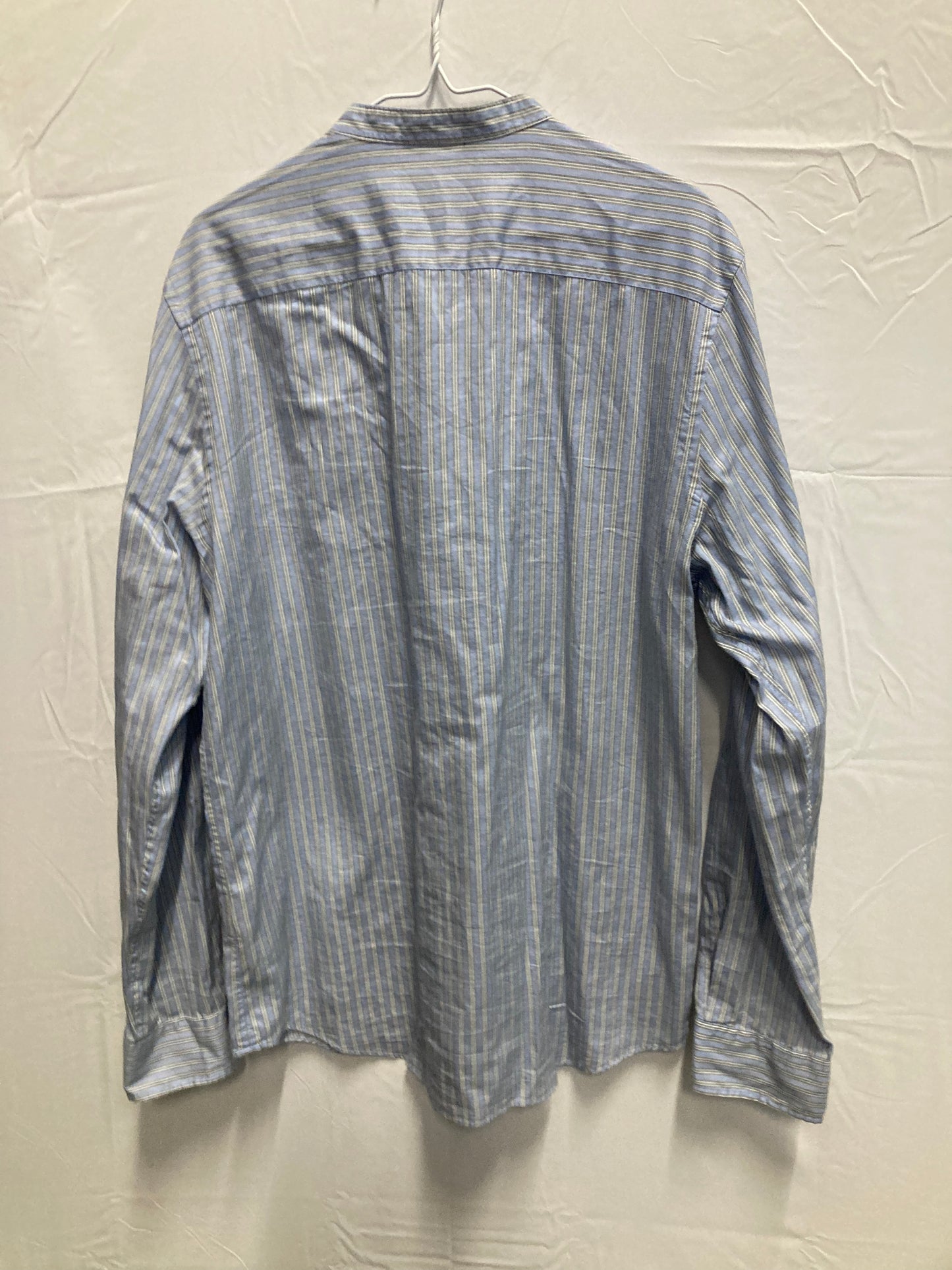 Scotch & Soda Designer Relaxed Fit Collarless Button Down Long Sleeve Dress Shirt (Sz Large)