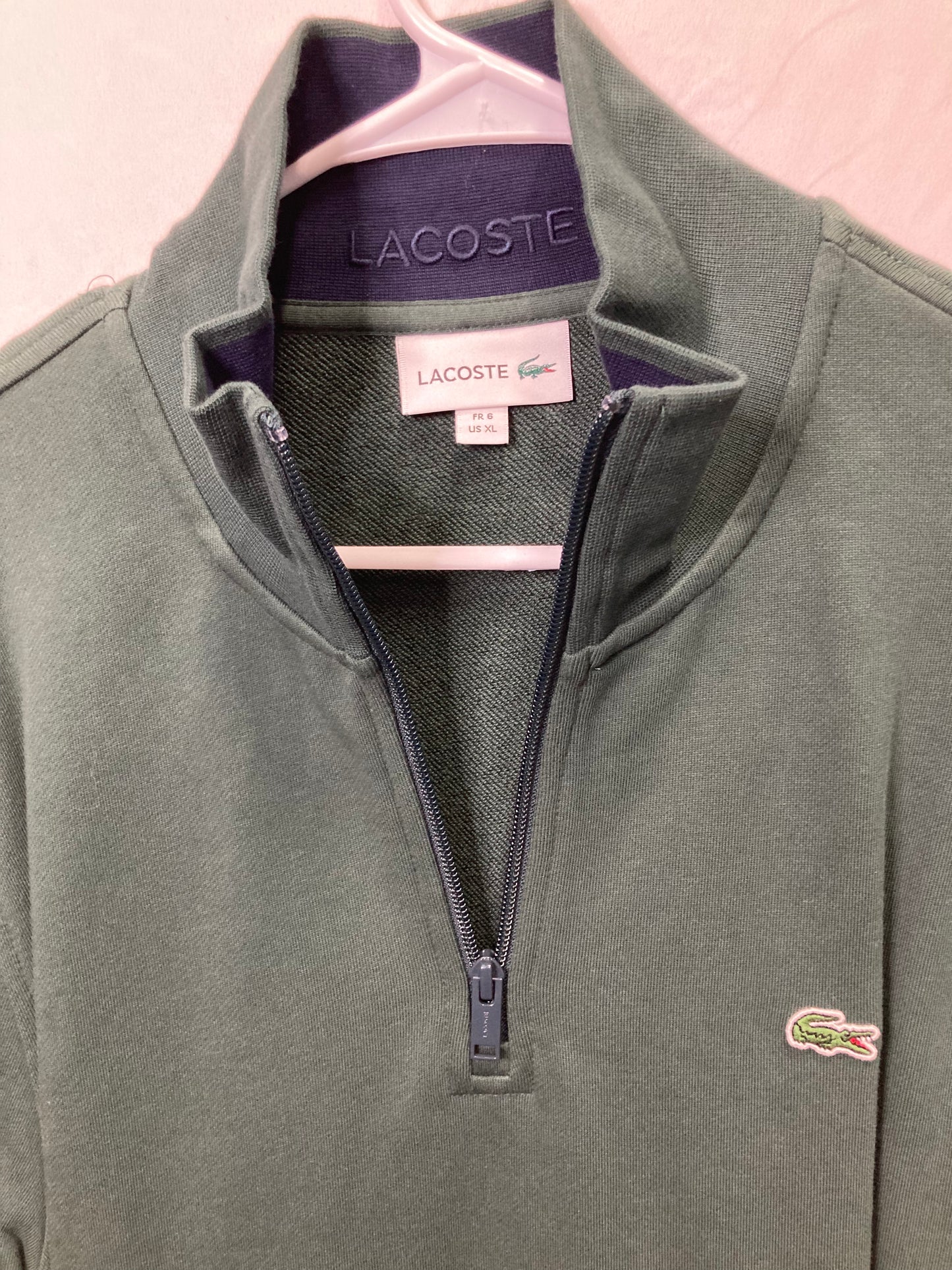 Lacoste Mens Designer Heavy Pullover 1/4 Zip Long Sleeve Sweater (Sz XL)